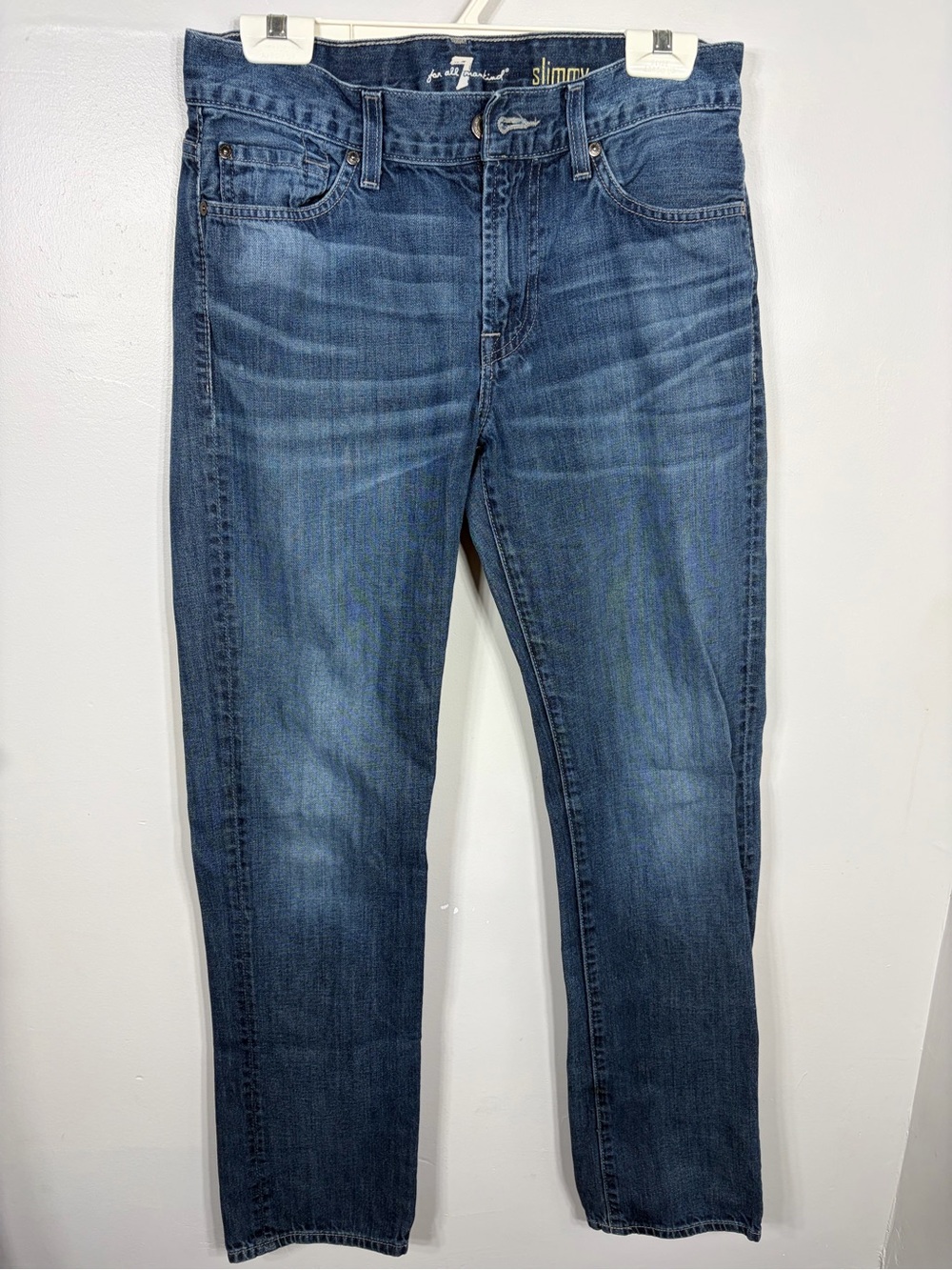 7 For All Mankind Slimmy Slim‎ Straight Mens Jeans Blue Wash 30x32 Designer